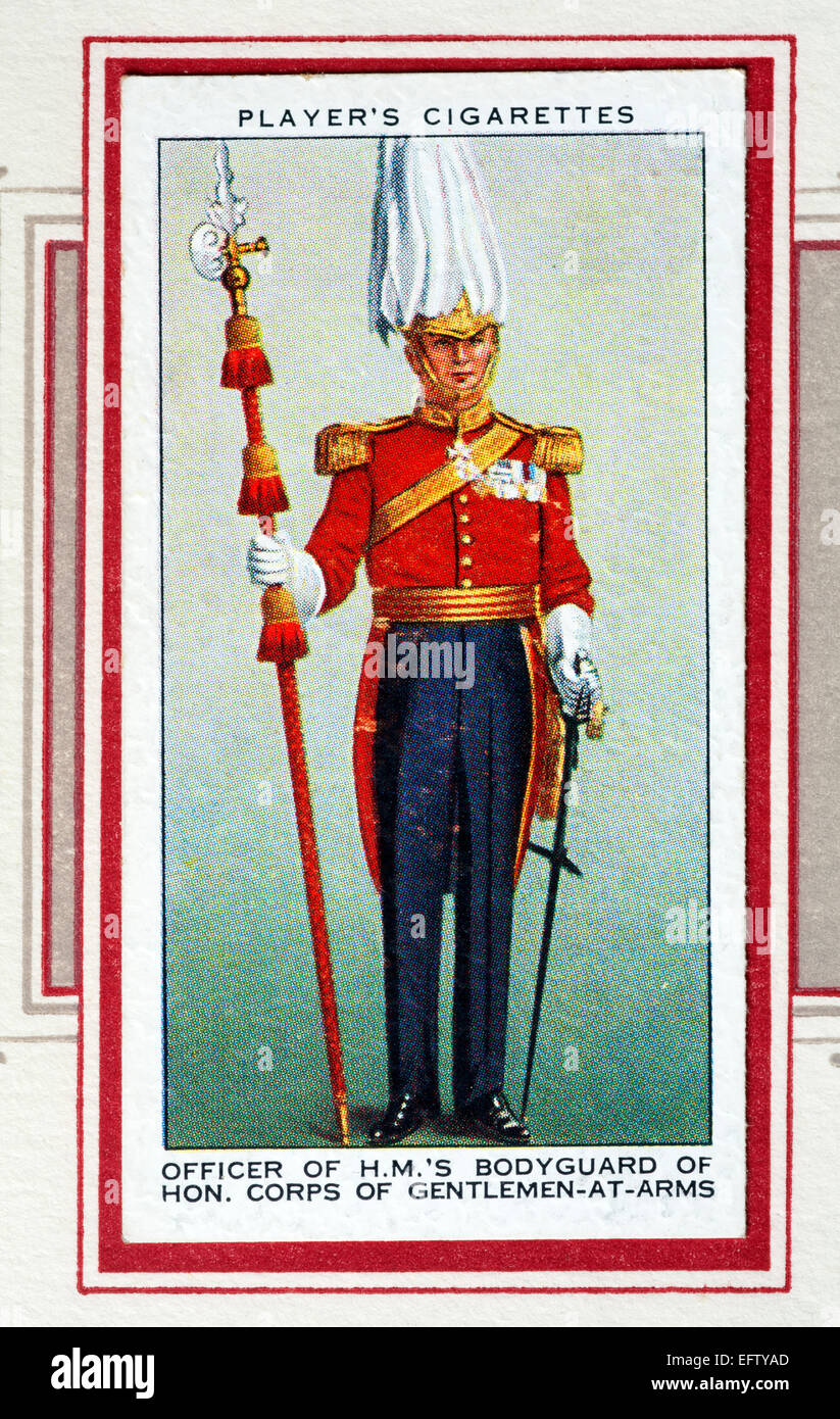 Player`s cigarette card - Officer of H.M.`s bodyguard of Hon. Corps of Gentlemen-at Arms. Stock Photo